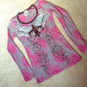 Long sleeve Vocal Apparel shirt with rhinestone.